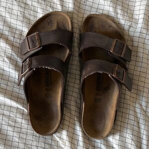 Birkenstock Brown Two-Strap Men’s Sandals with Buckles